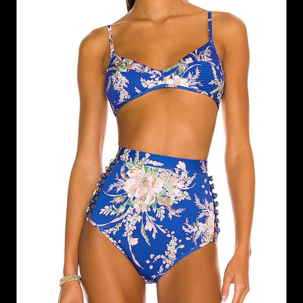 Zimmermann | Moonlight Bikini SET, Blue Watercolor Floral, Size 0 | NWT